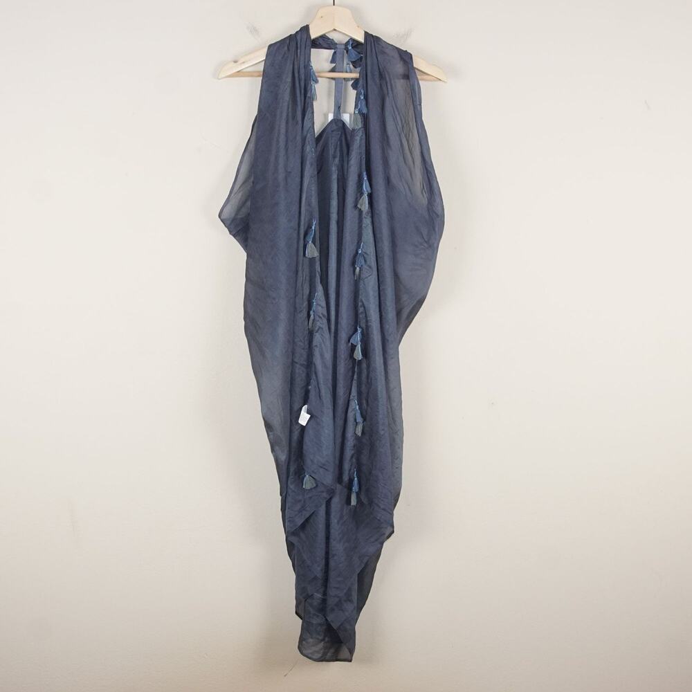 New Mer Sea Silk Tassel Blue Lightweight Cover Up